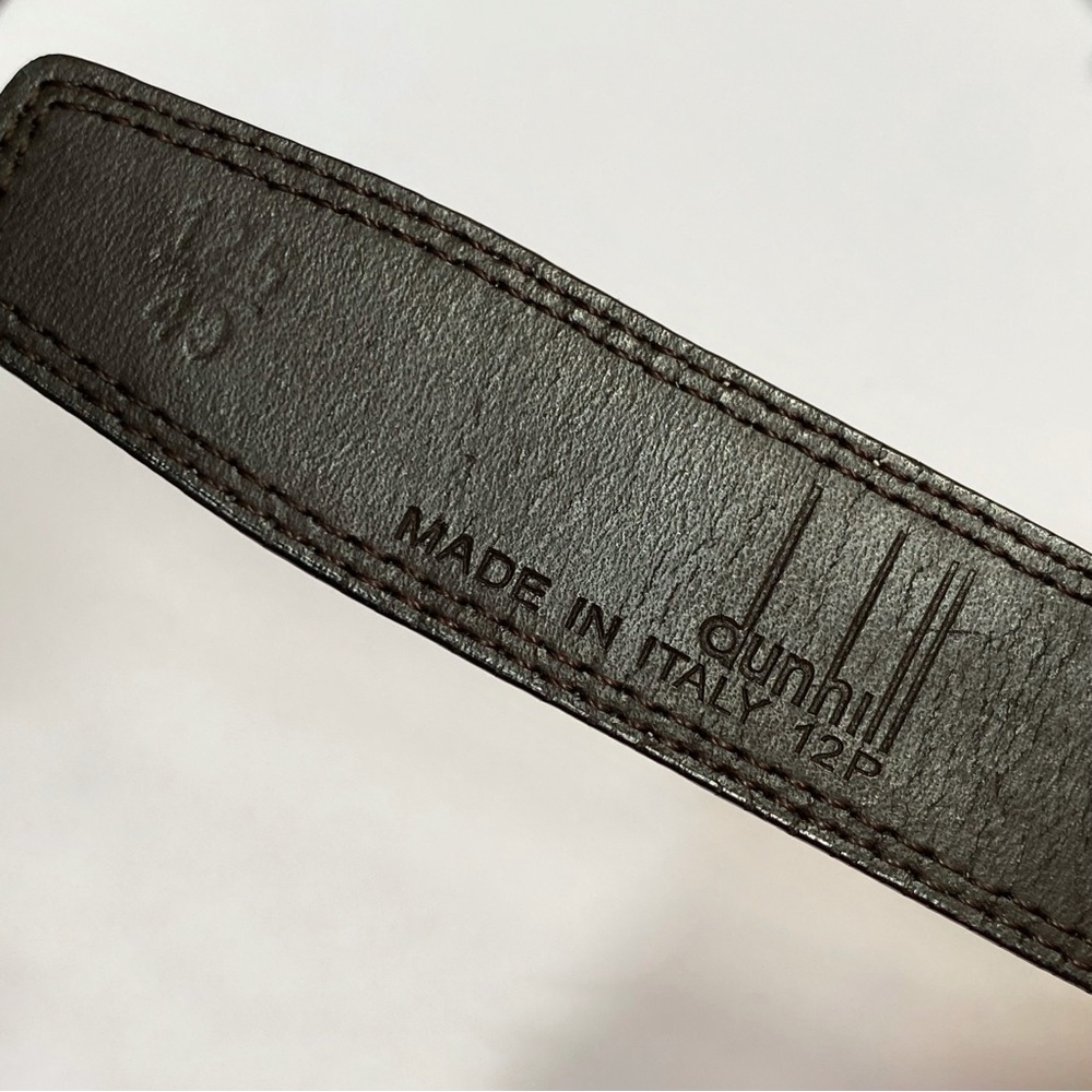 DUNHILL black leather silver square buckle belt - Picture 8 of 10